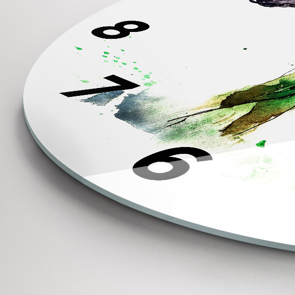 Round glass wall clock Moose and Mountain Landscape