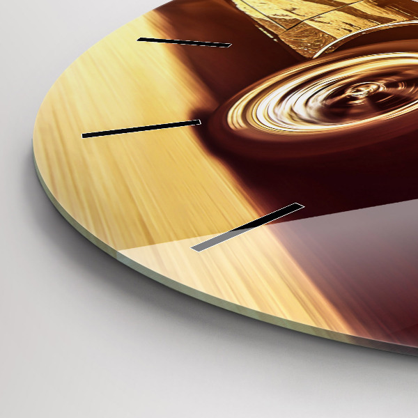 Round glass wall clock Classic old car