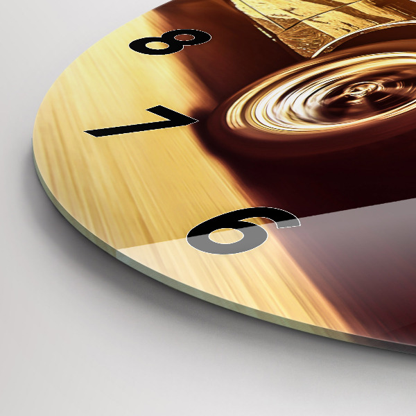 Round glass wall clock Classic old car