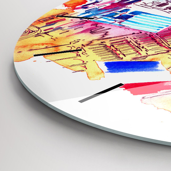 Round glass wall clock Attractive countries in the world