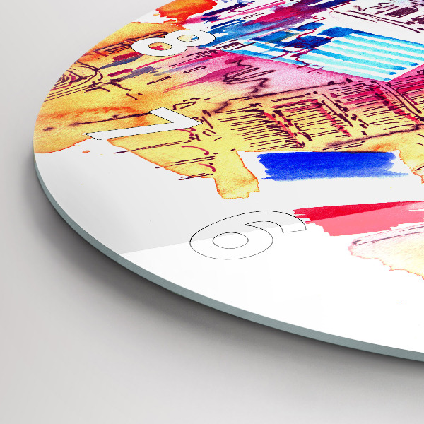 Round glass wall clock Attractive countries in the world