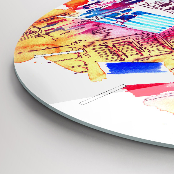 Round glass wall clock Attractive countries in the world