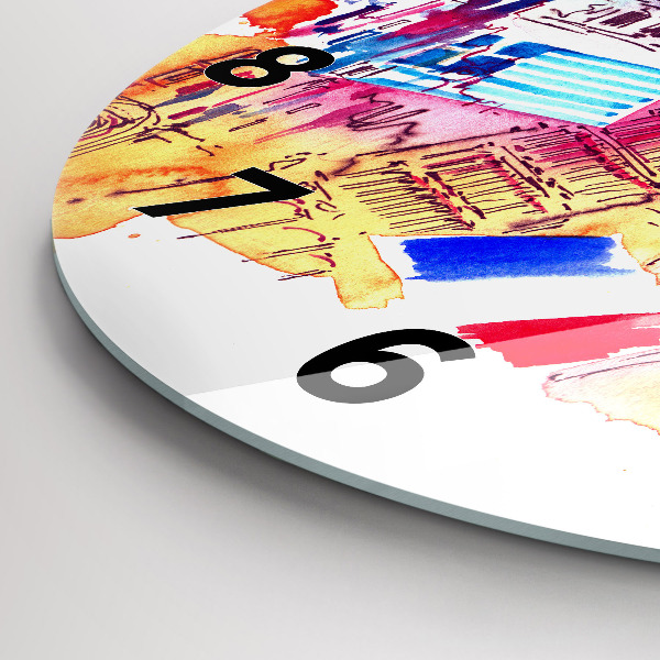 Round glass wall clock Attractive countries in the world