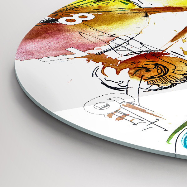 Round glass wall clock Painted bike