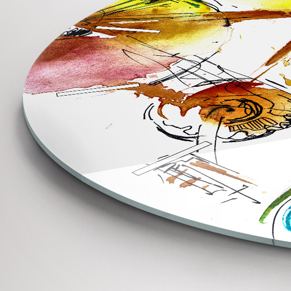 Round glass wall clock Painted bike