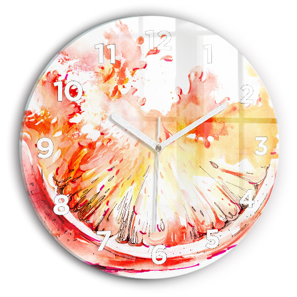 Round glass wall clock Painted orange