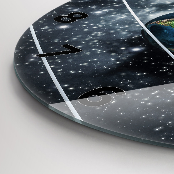 Round glass wall clock The solar system