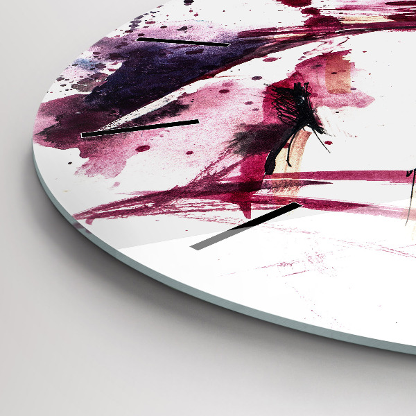 Round glass wall clock Lovers abstraction