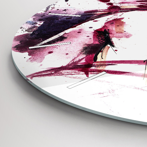 Round glass wall clock Lovers abstraction