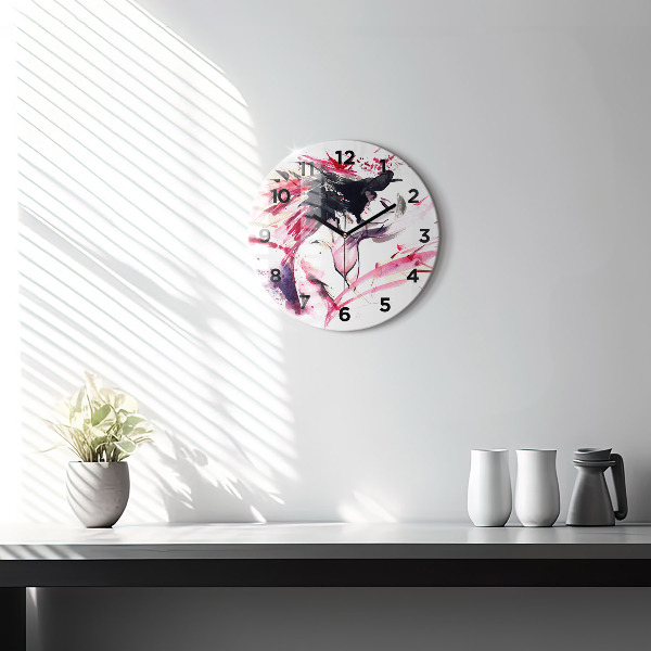 Round glass wall clock Lovers abstraction
