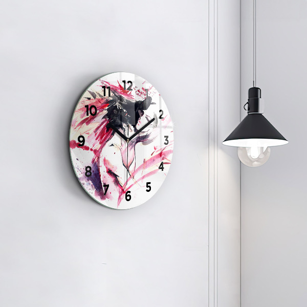 Round glass wall clock Lovers abstraction