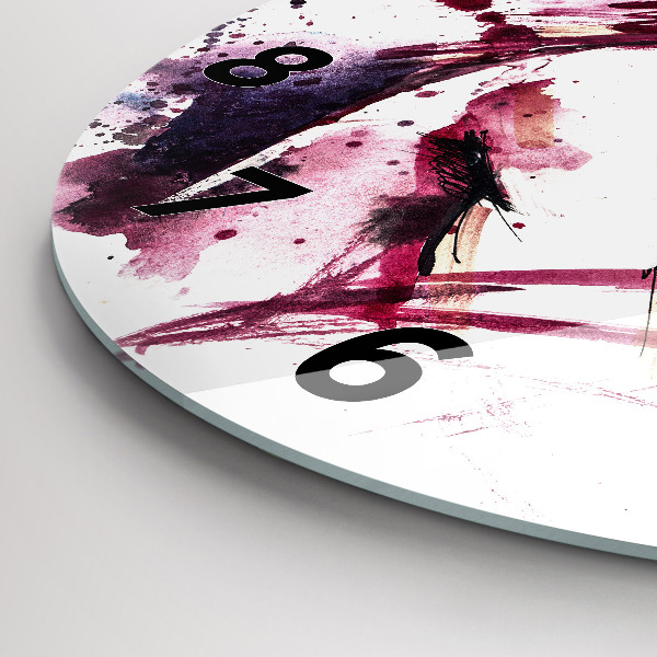 Round glass wall clock Lovers abstraction