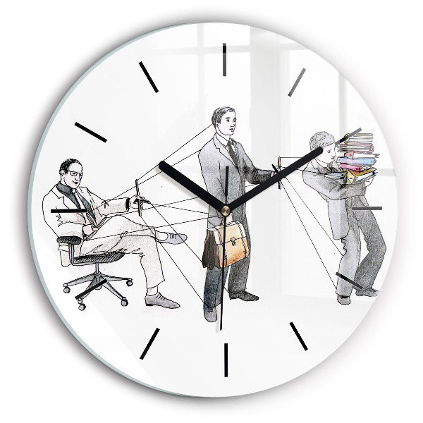 Round glass wall clock Puppet People