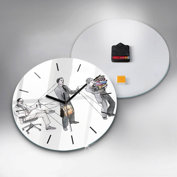 Round glass wall clock Puppet People
