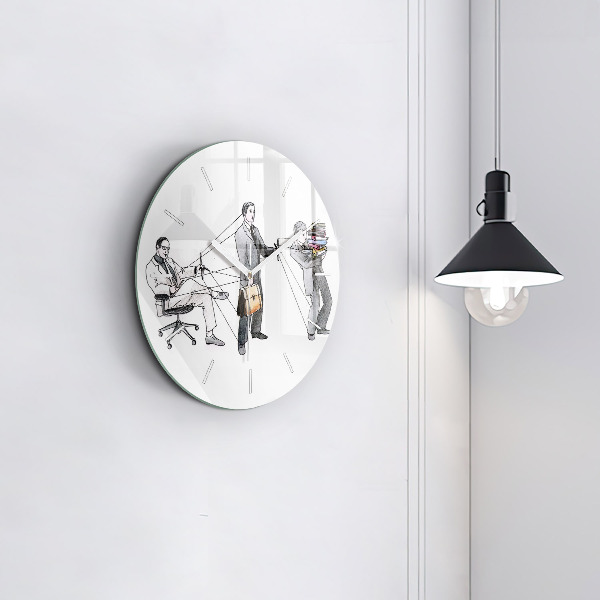 Round glass wall clock Puppet People