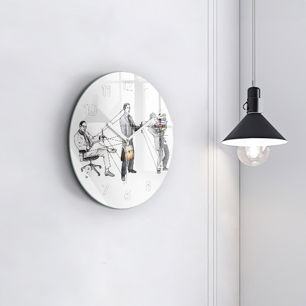 Round glass wall clock Puppet People