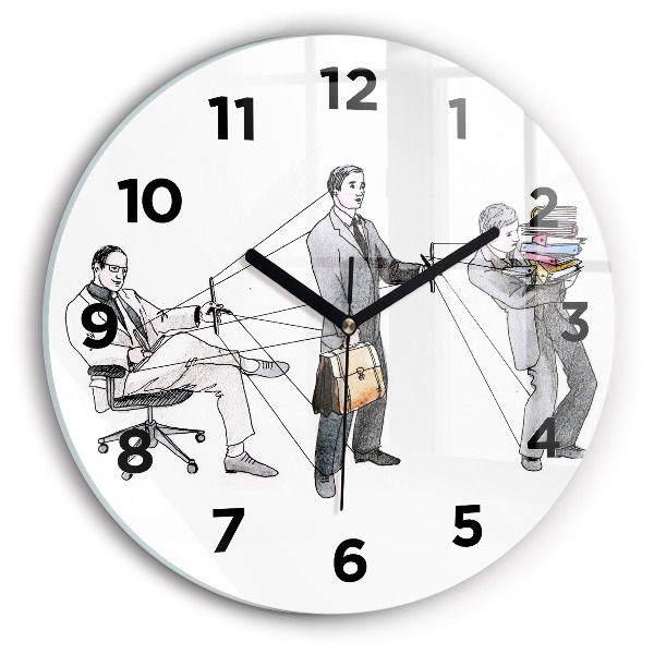 Round glass wall clock Puppet People