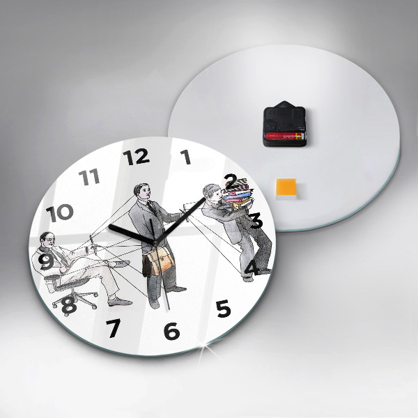 Round glass wall clock Puppet People
