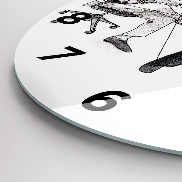 Round glass wall clock Puppet People