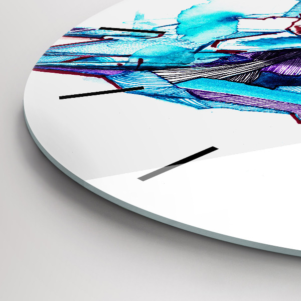 Round glass wall clock Skier