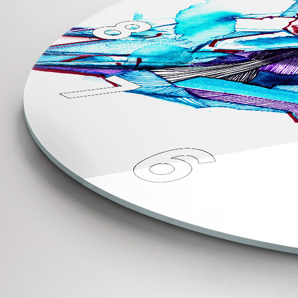 Round glass wall clock Skier