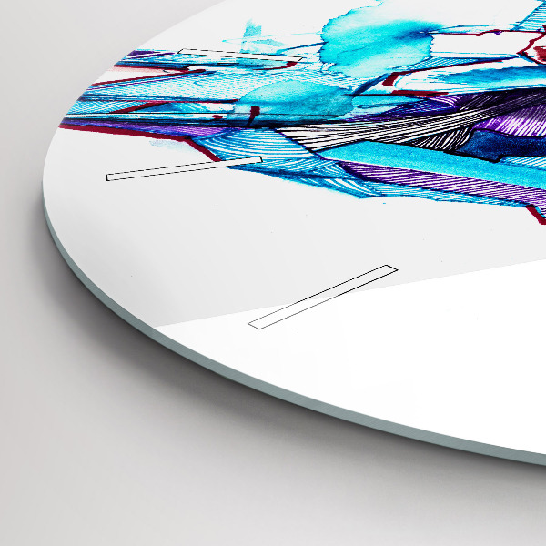 Round glass wall clock Skier