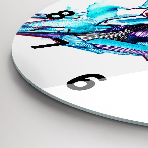 Round glass wall clock Skier