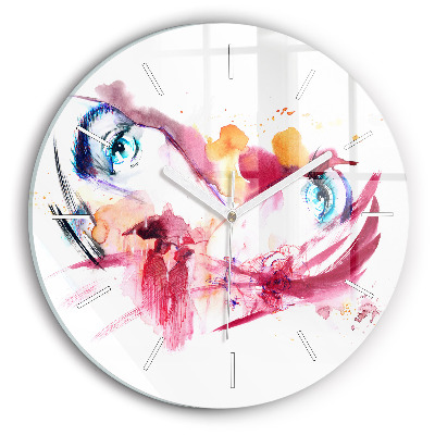 Round glass wall clock Romantic couple