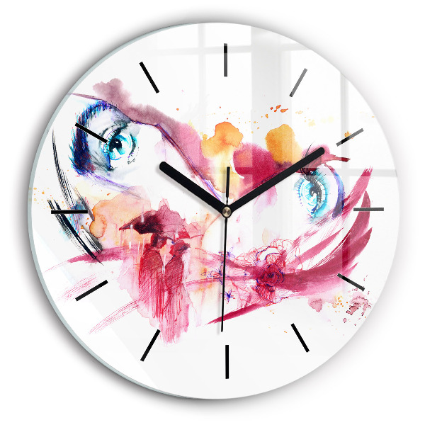 Round glass wall clock Romantic couple