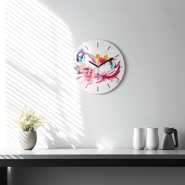 Round glass wall clock Romantic couple
