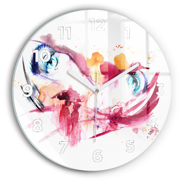 Round glass wall clock Romantic couple