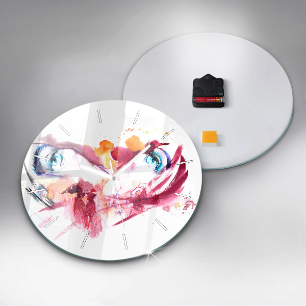 Round glass wall clock Romantic couple