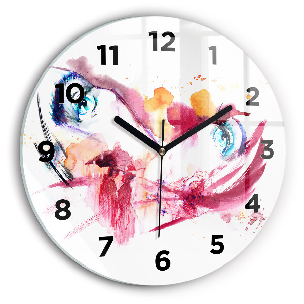 Round glass wall clock Romantic couple