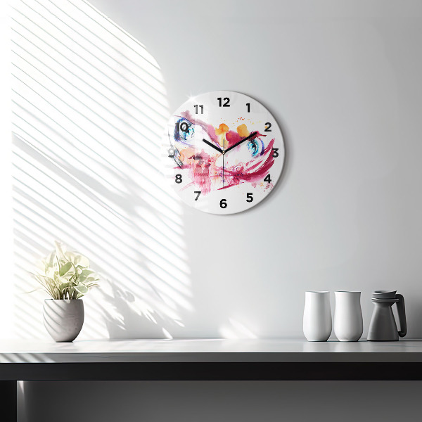 Round glass wall clock Romantic couple