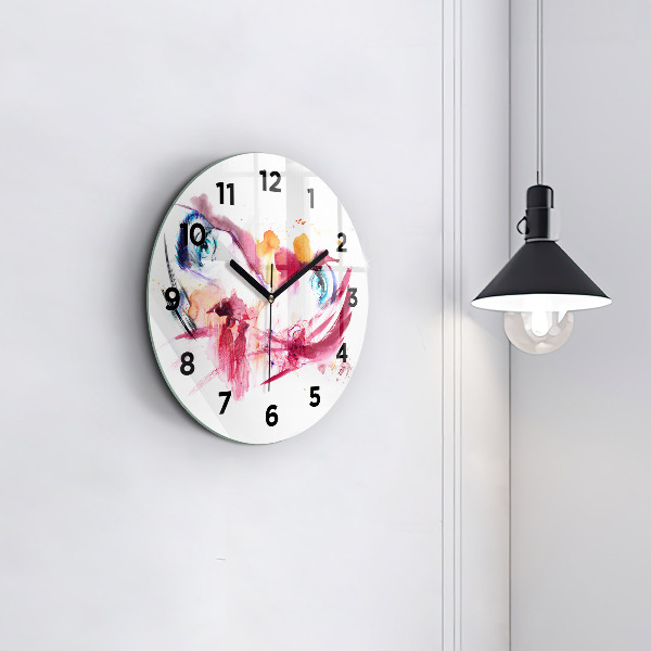 Round glass wall clock Romantic couple