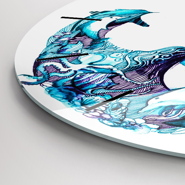 Round glass wall clock Sea anchor