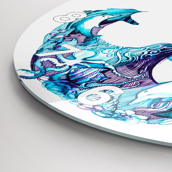 Round glass wall clock Sea anchor