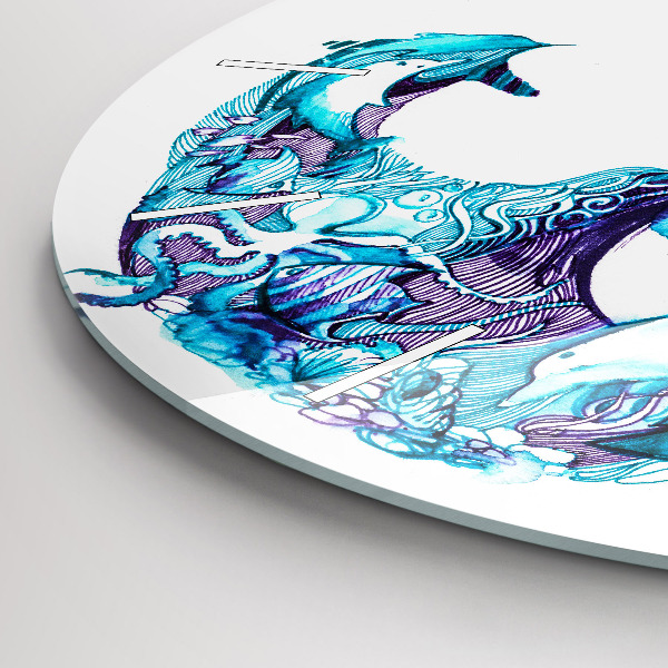 Round glass wall clock Sea anchor