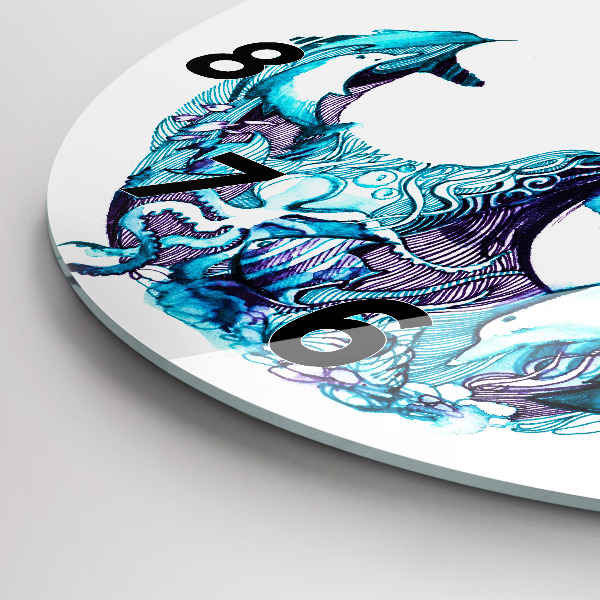 Round glass wall clock Sea anchor