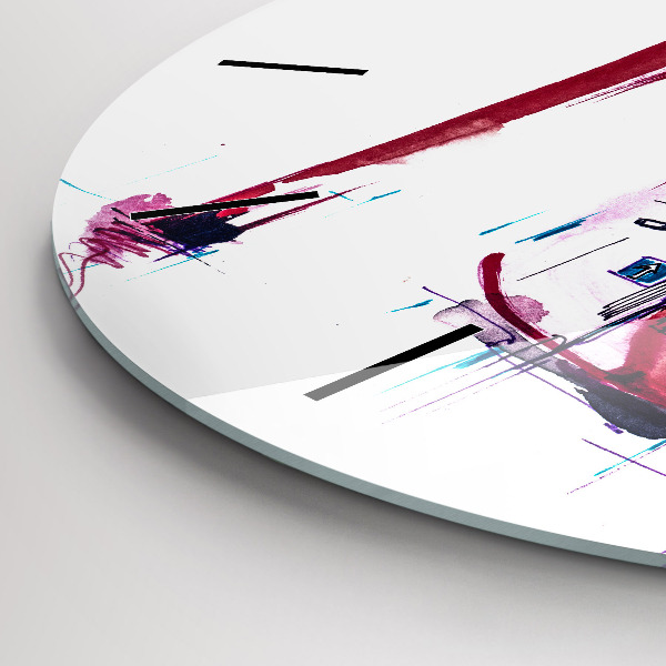 Round glass wall clock Red heel