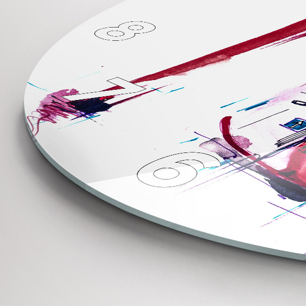 Round glass wall clock Red heel