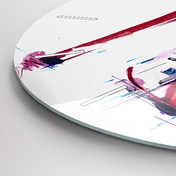 Round glass wall clock Red heel