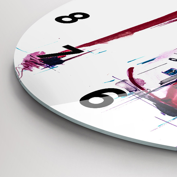 Round glass wall clock Red heel