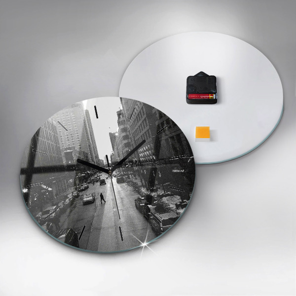 Round glass wall clock Chicago City Streets