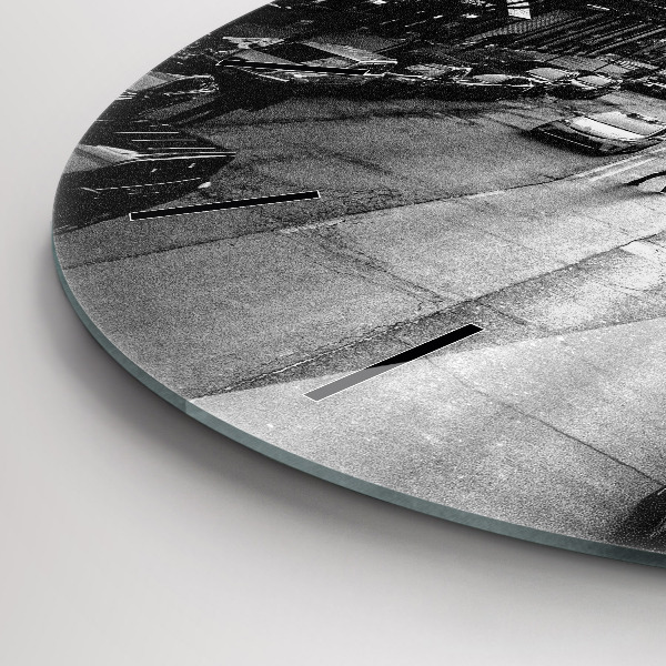 Round glass wall clock Chicago City Streets
