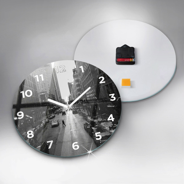 Round glass wall clock Chicago City Streets
