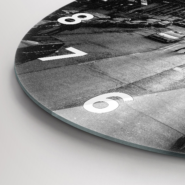 Round glass wall clock Chicago City Streets