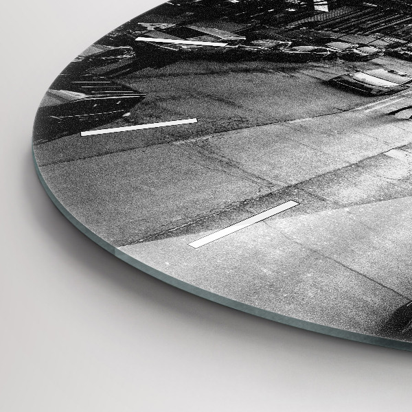 Round glass wall clock Chicago City Streets
