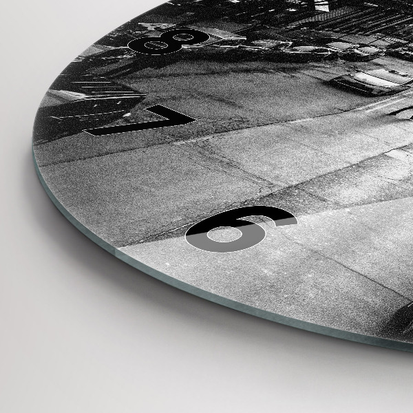 Round glass wall clock Chicago City Streets