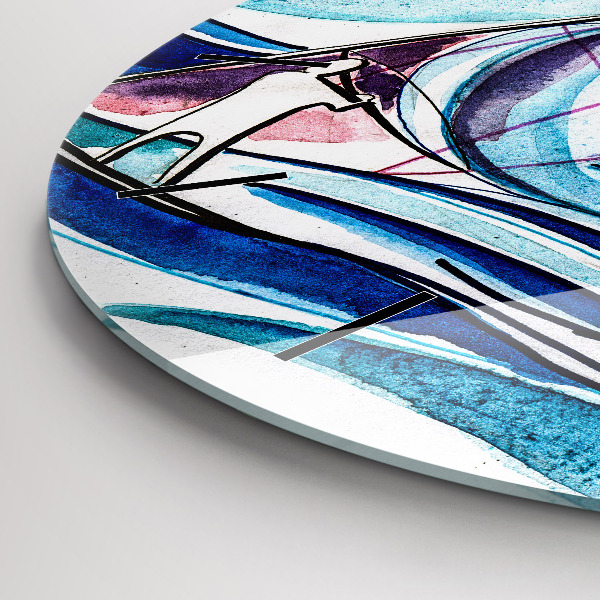 Round glass wall clock Surfboard